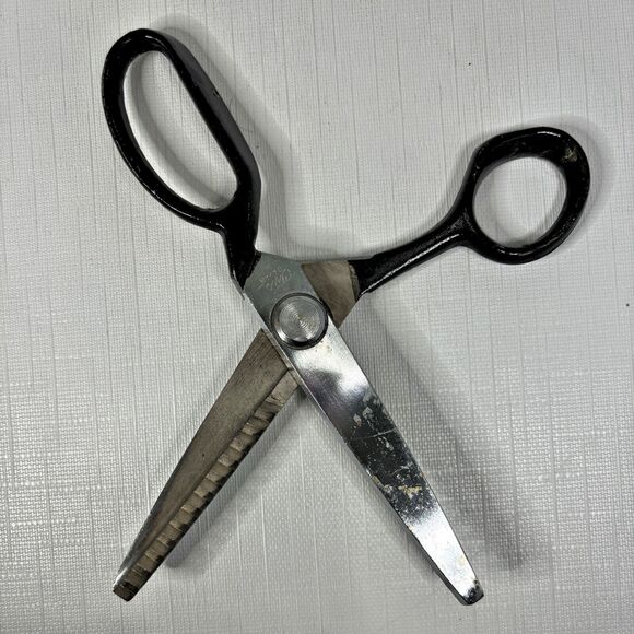Chic Pinking Shears Chrome Plated Made Japan Original Box Sewing Vintage - Picture 3 of 4